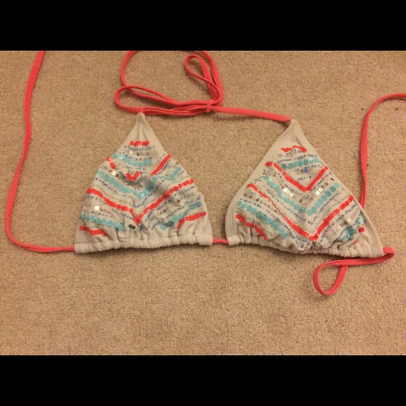 multi colored sequined bikini top