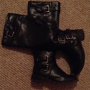 Black leather boots