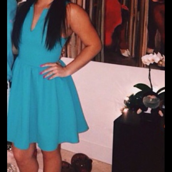Blue cleavage dress