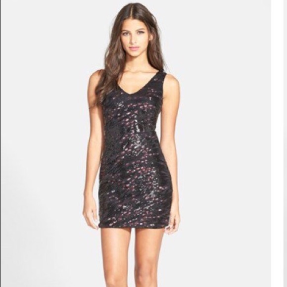 black and red sequin dress