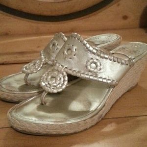 Jack Rogers gold wedge sandals