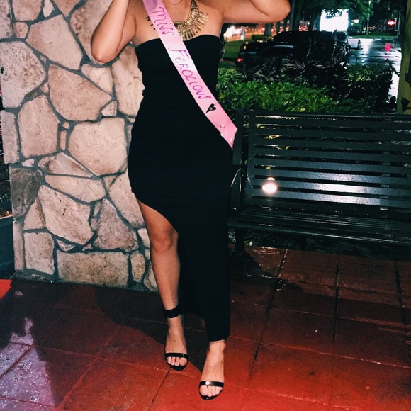 Black high slit dress