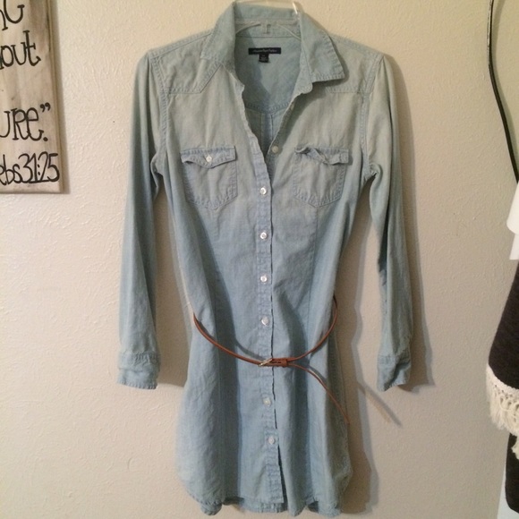 Denim shirt dress with belt
