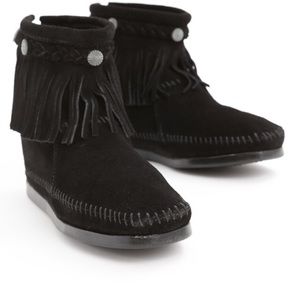 Short Black Minnetonka boots