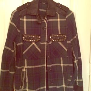 Plaid Jacket Lumberjack Studs Small Forever 21