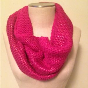 BCBGENERATION pink gold sparkle infinity scarf.