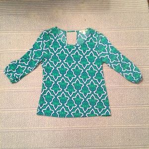 Francesca's blue and green patterned top