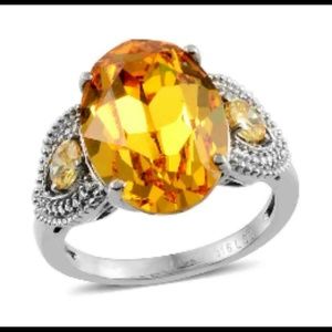 Beautiful Yellow sapphire and swarvoski ring