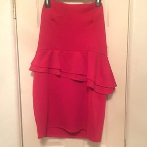 Strapless Red Peplum Dress