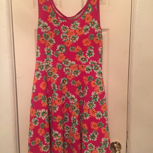 Bright pink floral skater dress