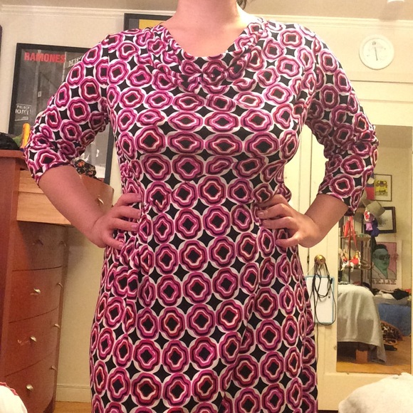 Patterned Pink Black & White Dress - Picture 1 of 2
