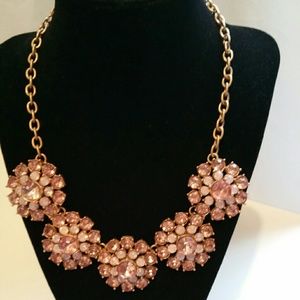 New rose pink rose cluster necklace