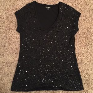 Black Sequin Express Top
