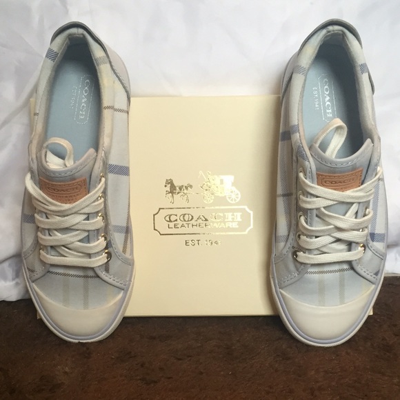 Coach Barrett Tattersal Print Light Blue & White