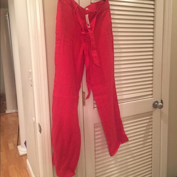 Coral Banana Republic Linen Pants