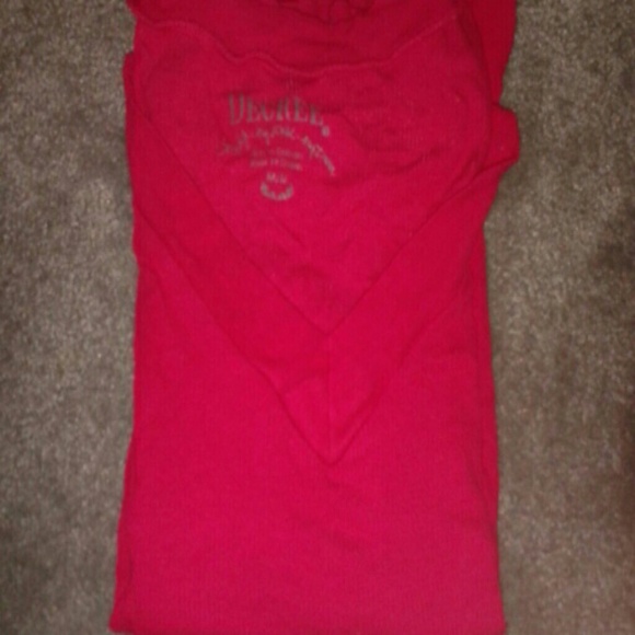 Red v-neck shirt