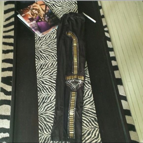 ❌❌Sold on EBay❌❌ New Celebrity Black Gold Leggings - Picture 2 of 2