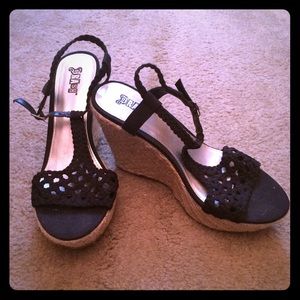 Black open toe heels