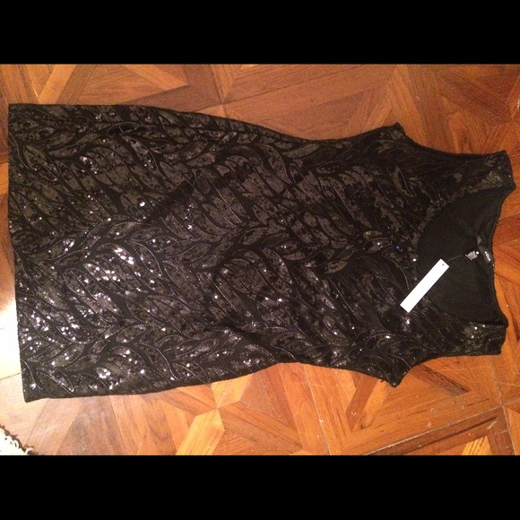 AQUA Sequence black dress