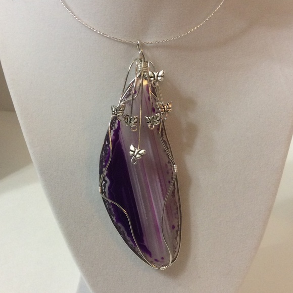 Handmade purple swirl agate pendant