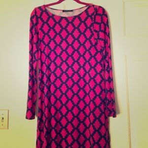 Hourglass Lily Navy and Pink Long sleeve dress