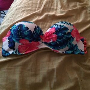 floral strapless bikini top
