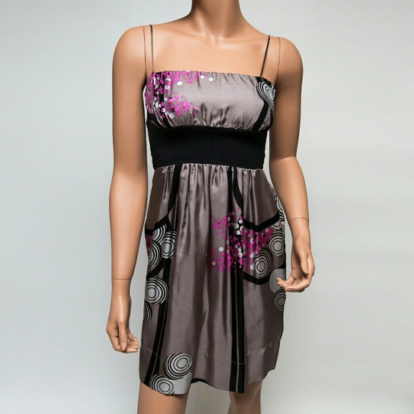 Hype Beige and Pink Silk Mini Dress