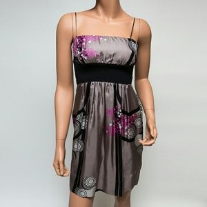 Hype Beige and Pink Silk Mini Dress