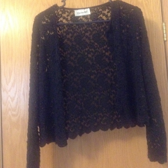Black transparent short cardigan
