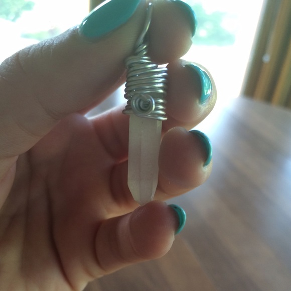 Silver wire wrapped Quartz necklace