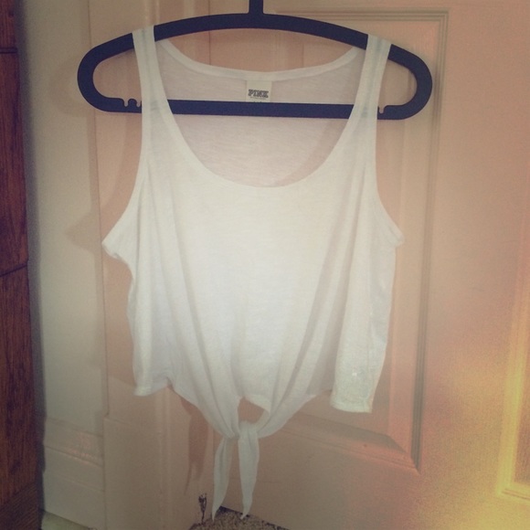 PINK Victoria's Secret White Crop Top, Large