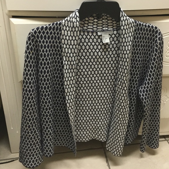 Navy blue and white cardigan