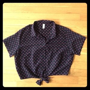 American Apparel cropped tie button up