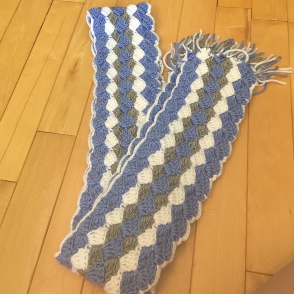 Blue, grey, white scarf