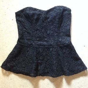 Express black lace peplum top