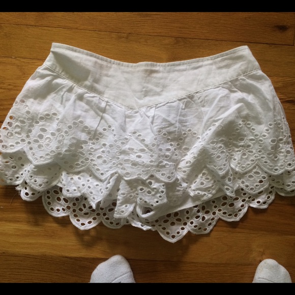 LF white lace shorts
