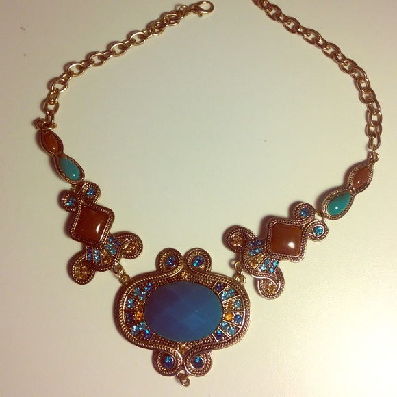 Teal statement necklace
