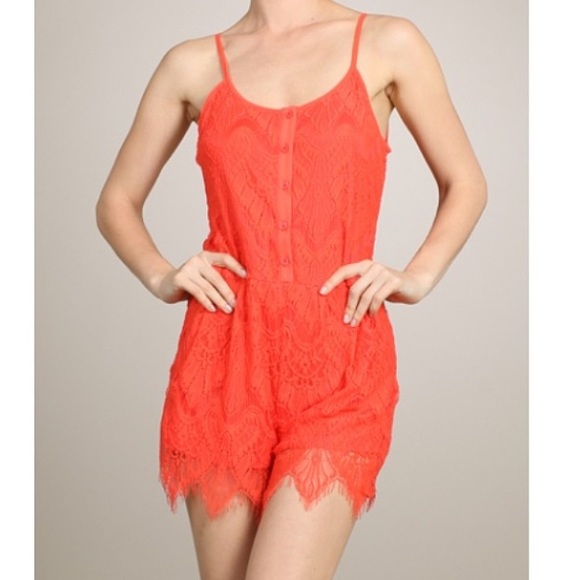 Lace orange romper!