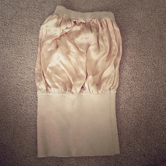 Gold strapless top! Bebe