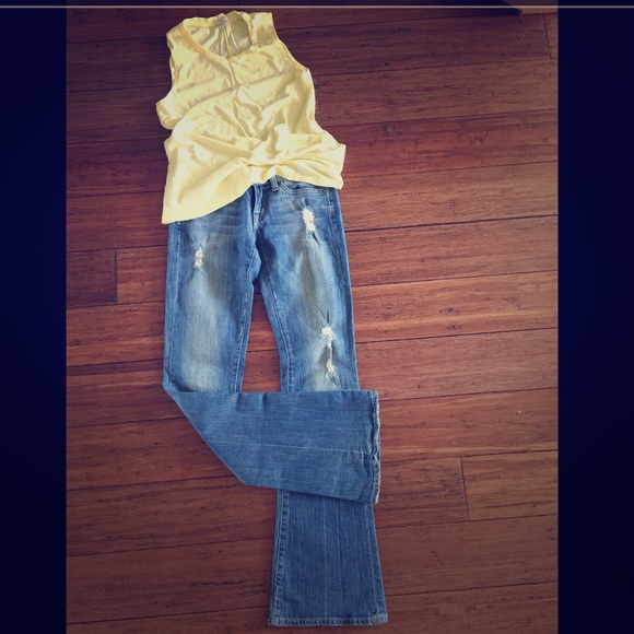 BUNDLE: Lucky destroyed jeans + Gap yellow top