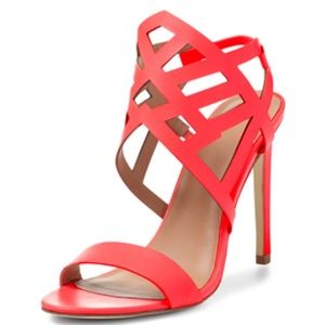 Fifth City Erin Cut-out Geranium Leather Heels