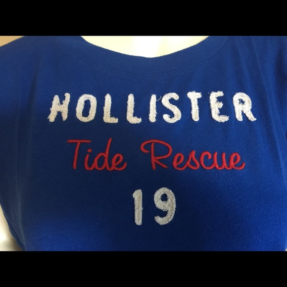 Hollister Abercrombie blue logo tshirt/top sz L - Picture 2 of 3