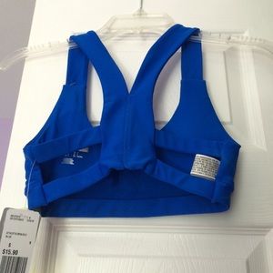 Blue intricate back athletic sports bra