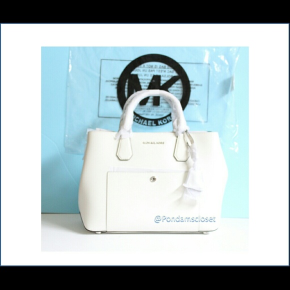 NWT Michael Kors Greenwich white/aqua Large Tote - Picture 1 of 5