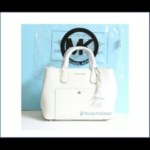 NWT Michael Kors Greenwich white/aqua Large Tote