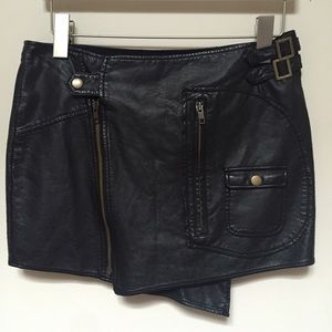 Pleather Mini Wrap Skirt