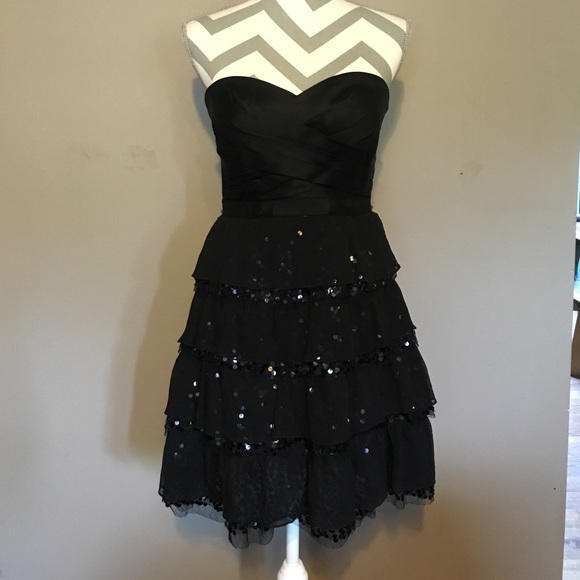 Black strapless mini dress