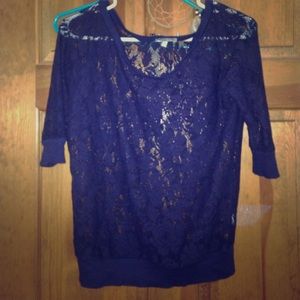 Lace navy blue top