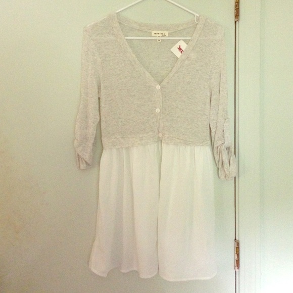 Heather gray light knit top with attached skirt