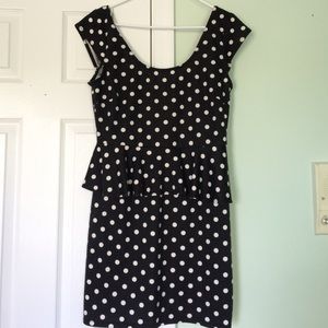 Polka dotted peplum dress